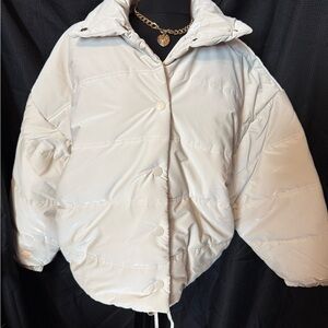Wild Fable Glossy Cream Puffer Jacket
